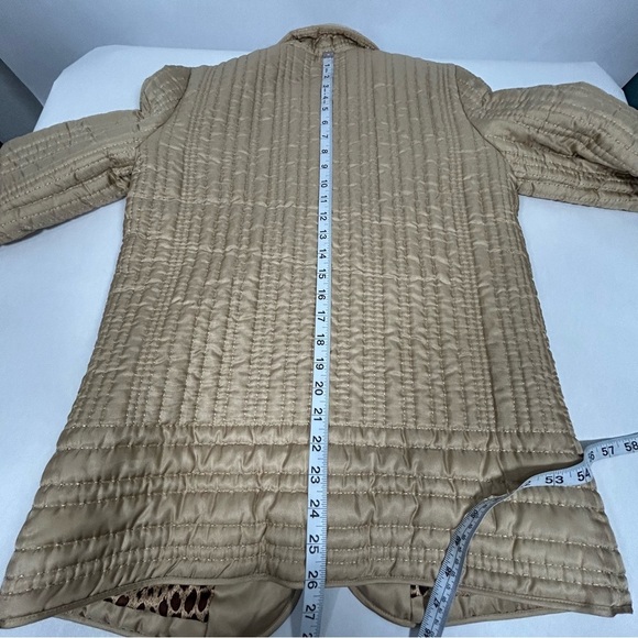 Spiegel Beige Quilted Jacket 100% Silk with Animal Print Lining - Picture 6 of 8